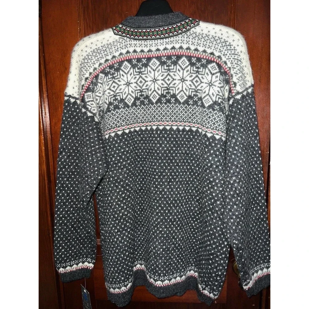 NWT Squaw Valley Sweater Cardigan Grey White Snowflake Nordic Wool SMALL S - Picture 4 of 5